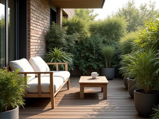 Stijlvolle balkon lounge met duurzaam buitenmeubilair en planten